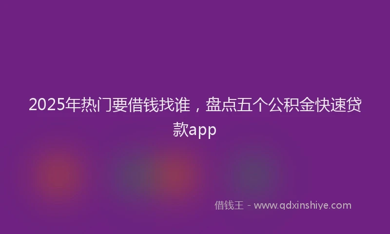 2025年热门要借钱找谁，盘点五个公积金快速贷款app