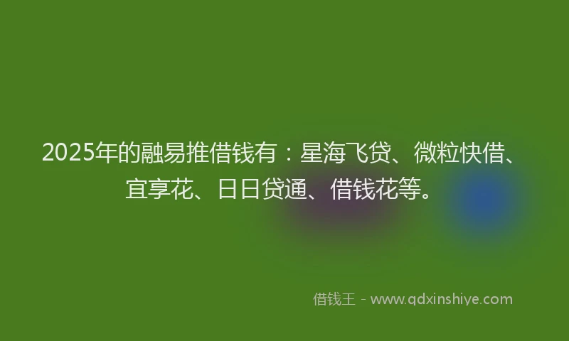 2025年的融易推借钱有：星海飞贷、微粒快借、宜享花、日日贷通、借钱花等。