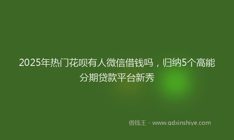2025年热门花呗有人微信借钱吗，归纳5个高能分期贷款平台新秀