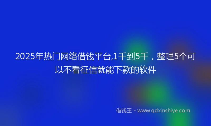 2025年热门网络借钱平台,1千到5千，整理5个可以不看征信就能下款的软件