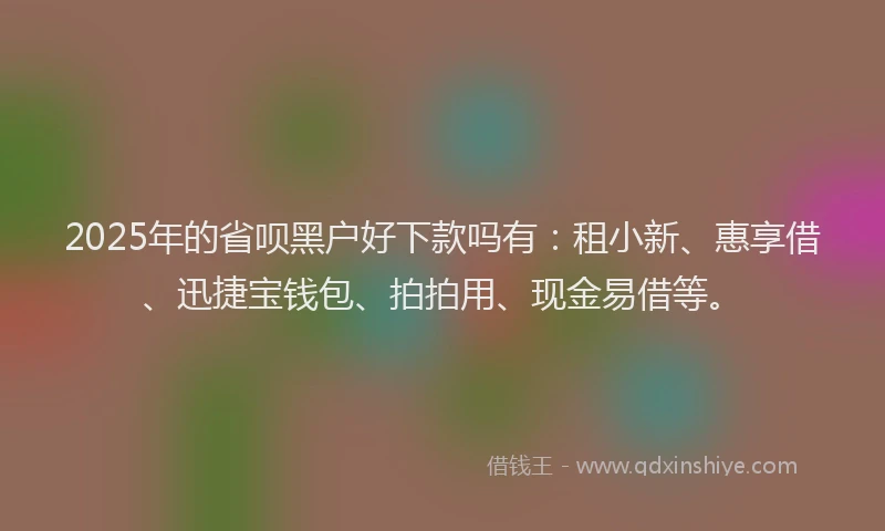 2025年的省呗黑户好下款吗有：租小新、惠享借、迅捷宝钱包、拍拍用、现金易借等。