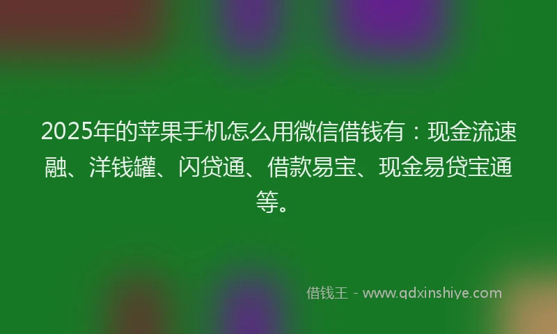 2025年的苹果手机怎么用微信借钱有：现金流速融、洋钱罐、闪贷通、借款易宝、现金易贷宝通等。