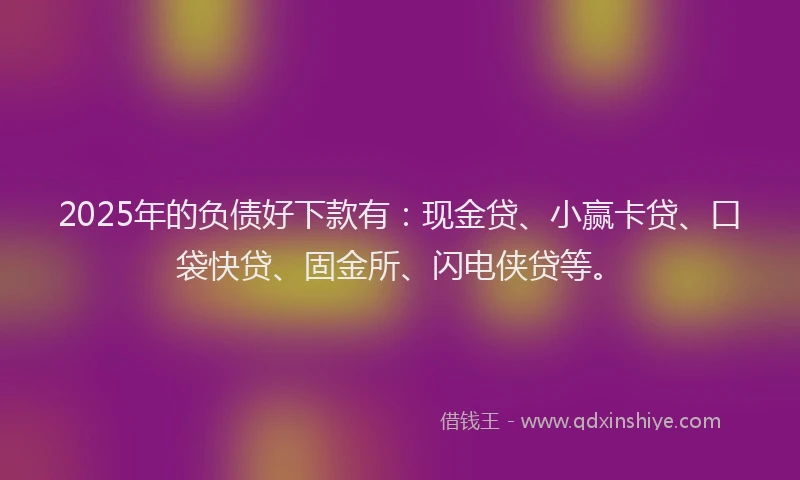 2025年的负债好下款有：现金贷、小赢卡贷、口袋快贷、固金所、闪电侠贷等。