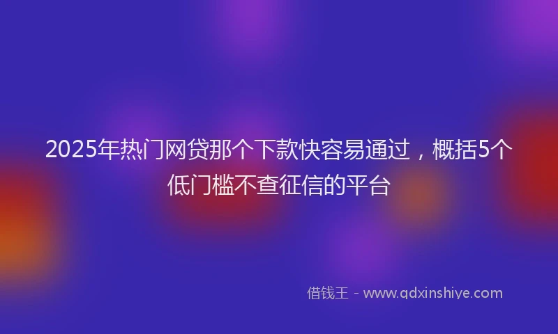 2025年热门网贷那个下款快容易通过，概括5个低门槛不查征信的平台