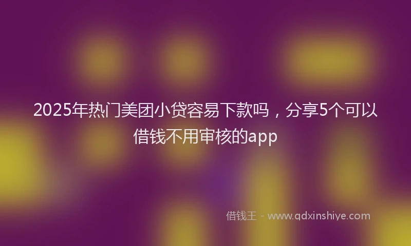 2025年热门美团小贷容易下款吗，分享5个可以借钱不用审核的app