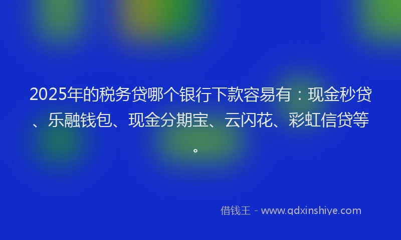 2025年的税务贷哪个银行下款容易有：现金秒贷、乐融钱包、现金分期宝、云闪花、彩虹信贷等。