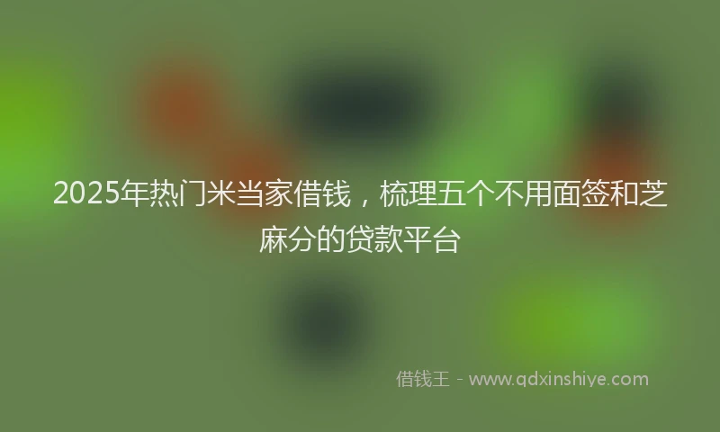 2025年热门米当家借钱，梳理五个不用面签和芝麻分的贷款平台