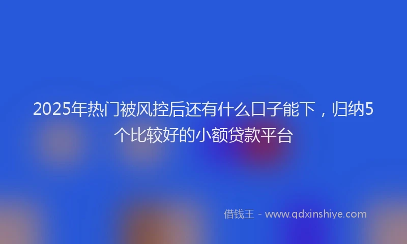 2025年热门被风控后还有什么口子能下，归纳5个比较好的小额贷款平台