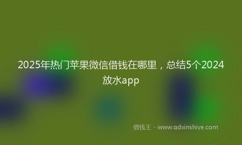2025年热门苹果微信借钱在哪里，总结5个2024放水app