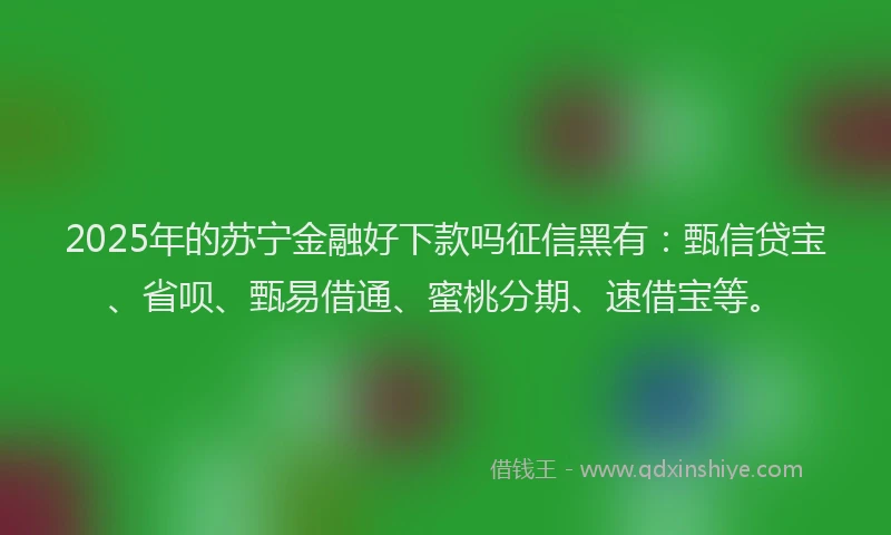 2025年的苏宁金融好下款吗征信黑有：甄信贷宝、省呗、甄易借通、蜜桃分期、速借宝等。