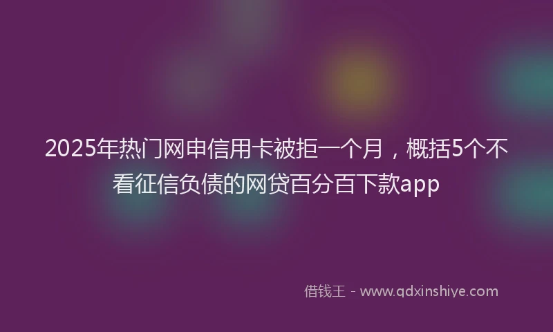 2025年热门网申信用卡被拒一个月，概括5个不看征信负债的网贷百分百下款app