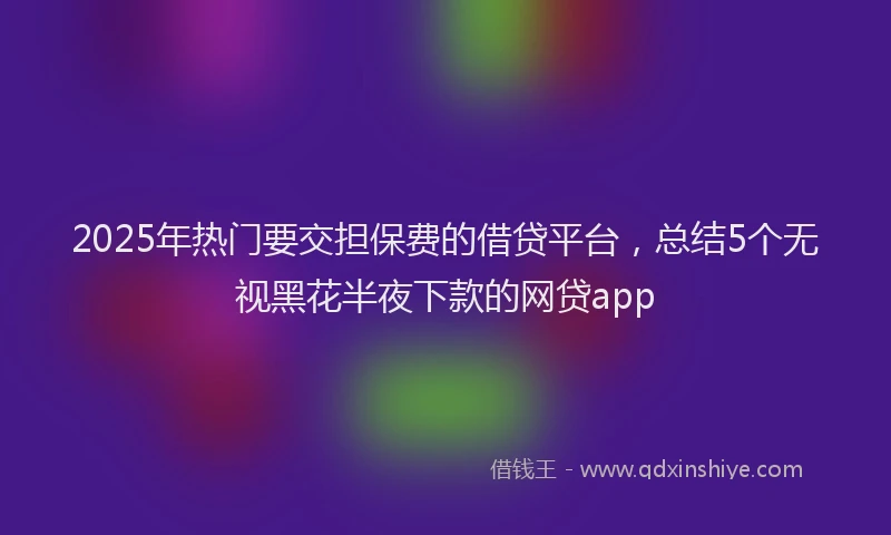 2025年热门要交担保费的借贷平台，总结5个无视黑花半夜下款的网贷app
