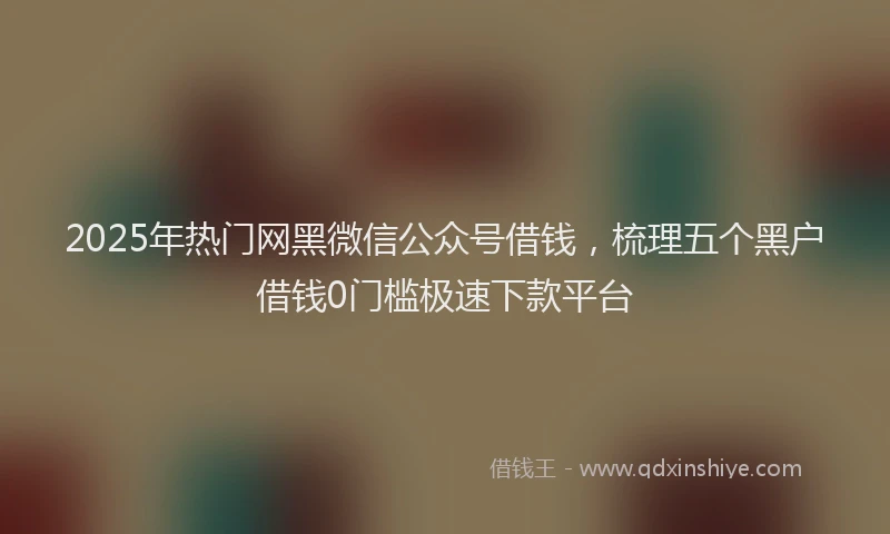 2025年热门网黑微信公众号借钱，梳理五个黑户借钱0门槛极速下款平台