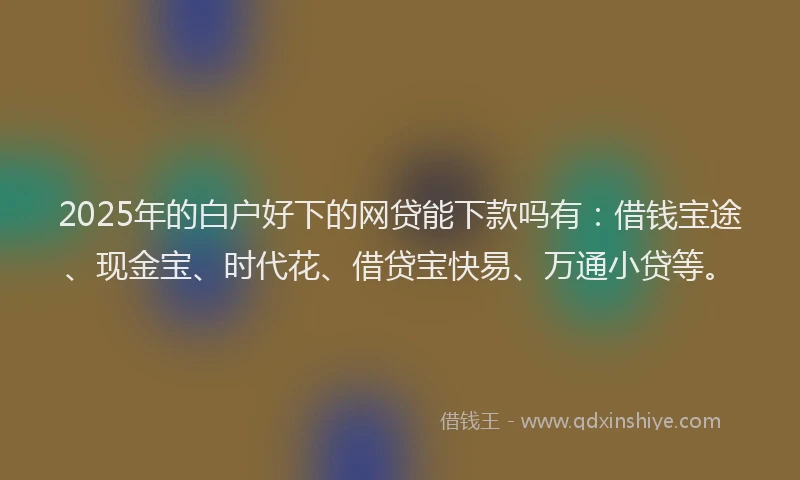 2025年的白户好下的网贷能下款吗有：借钱宝途、现金宝、时代花、借贷宝快易、万通小贷等。
