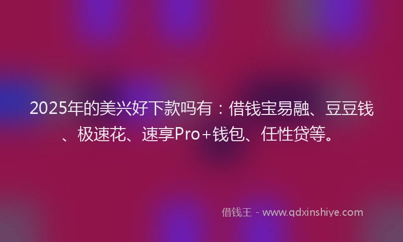 2025年的美兴好下款吗有：借钱宝易融、豆豆钱、极速花、速享Pro+钱包、任性贷等。