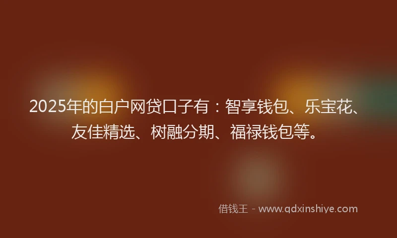 2025年的白户网贷口子有：智享钱包、乐宝花、友佳精选、树融分期、福禄钱包等。