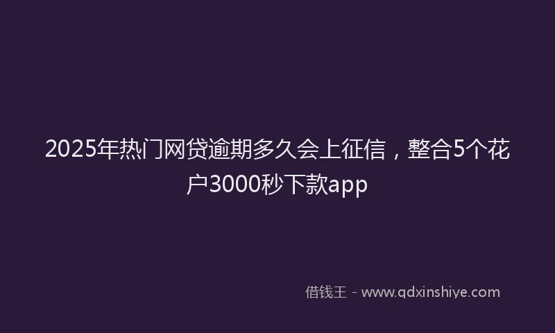 2025年热门网贷逾期多久会上征信，整合5个花户3000秒下款app