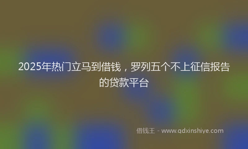 2025年热门立马到借钱，罗列五个不上征信报告的贷款平台