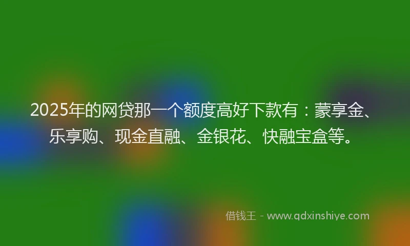 2025年的网贷那一个额度高好下款有：蒙享金、乐享购、现金直融、金银花、快融宝盒等。