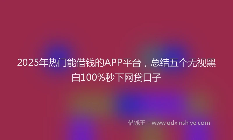2025年热门能借钱的APP平台，总结五个无视黑白100%秒下网贷口子