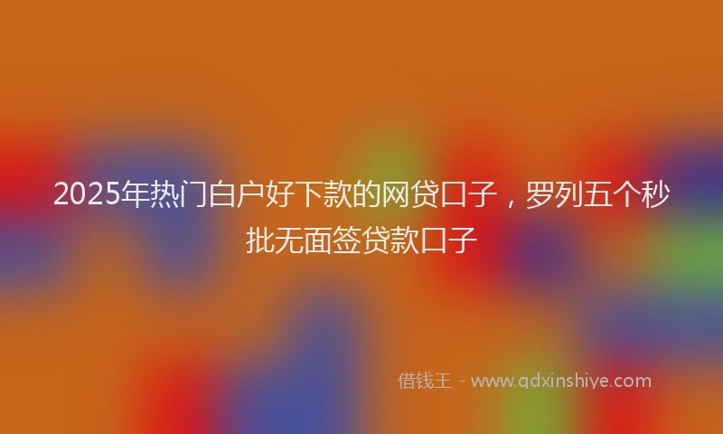 2025年热门白户好下款的网贷口子，罗列五个秒批无面签贷款口子