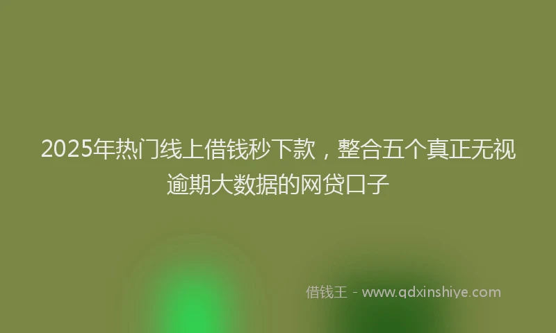 2025年热门线上借钱秒下款，整合五个真正无视逾期大数据的网贷口子
