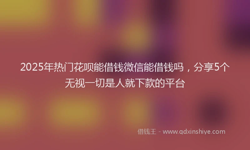 2025年热门花呗能借钱微信能借钱吗，分享5个无视一切是人就下款的平台