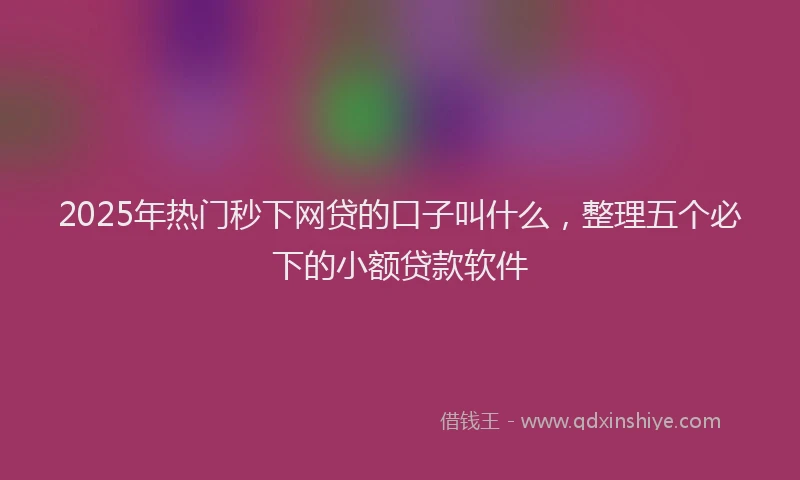 2025年热门秒下网贷的口子叫什么，整理五个必下的小额贷款软件