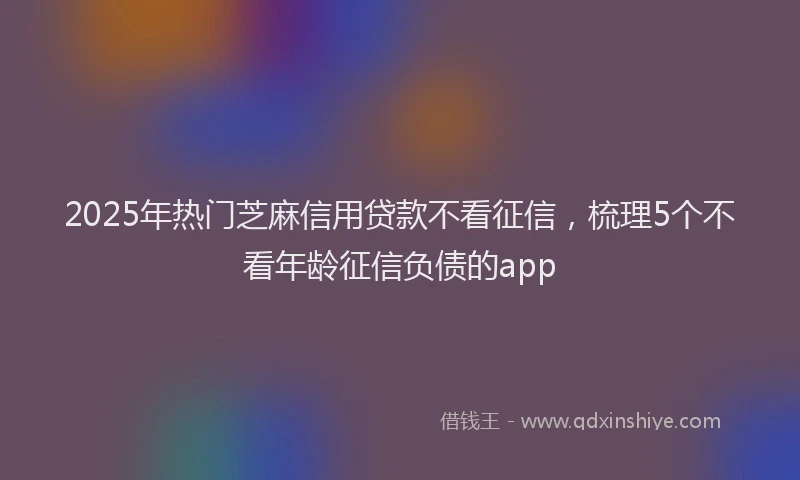 2025年热门芝麻信用贷款不看征信，梳理5个不看年龄征信负债的app