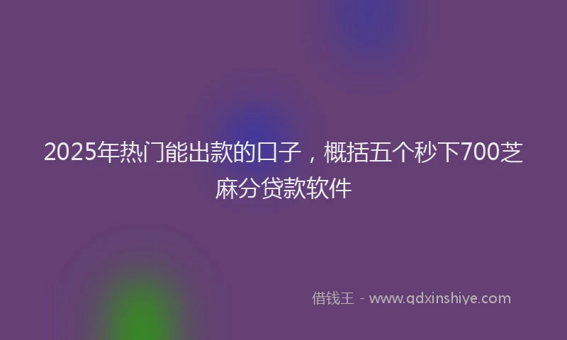 2025年热门能出款的口子，概括五个秒下700芝麻分贷款软件