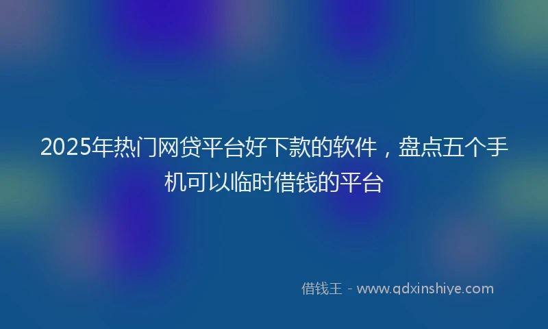 2025年热门网贷平台好下款的软件，盘点五个手机可以临时借钱的平台