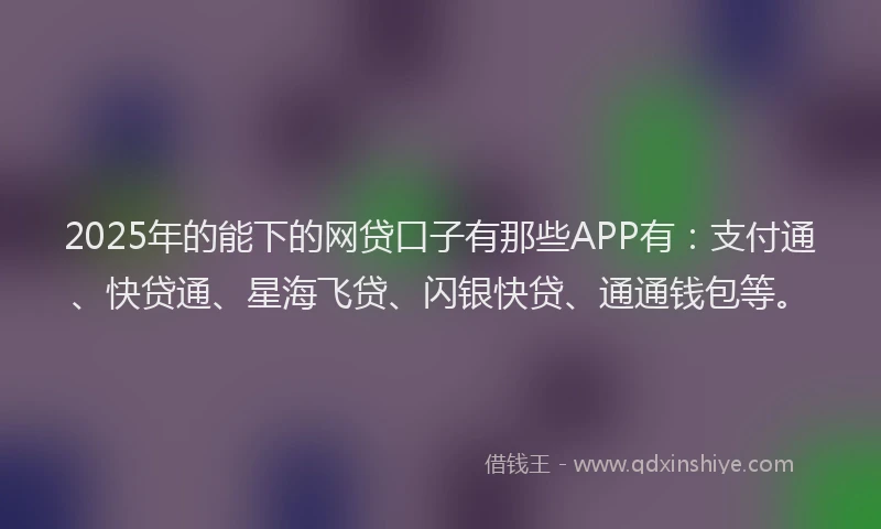 2025年的能下的网贷口子有那些APP有：支付通、快贷通、星海飞贷、闪银快贷、通通钱包等。
