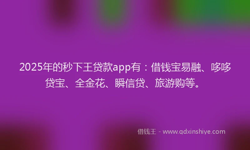 2025年的秒下王贷款app有：借钱宝易融、哆哆贷宝、全金花、瞬信贷、旅游购等。