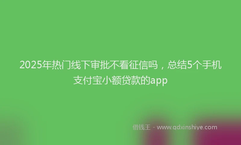 2025年热门线下审批不看征信吗，总结5个手机支付宝小额贷款的app