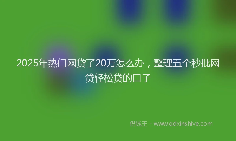 2025年热门网贷了20万怎么办，整理五个秒批网贷轻松贷的口子