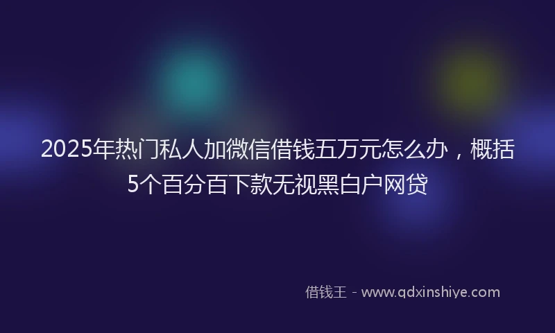 2025年热门私人加微信借钱五万元怎么办，概括5个百分百下款无视黑白户网贷