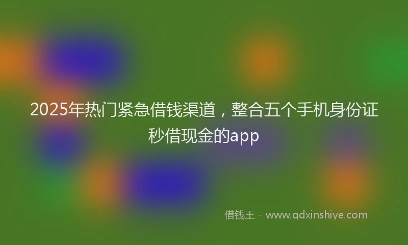 2025年热门紧急借钱渠道，整合五个手机身份证秒借现金的app