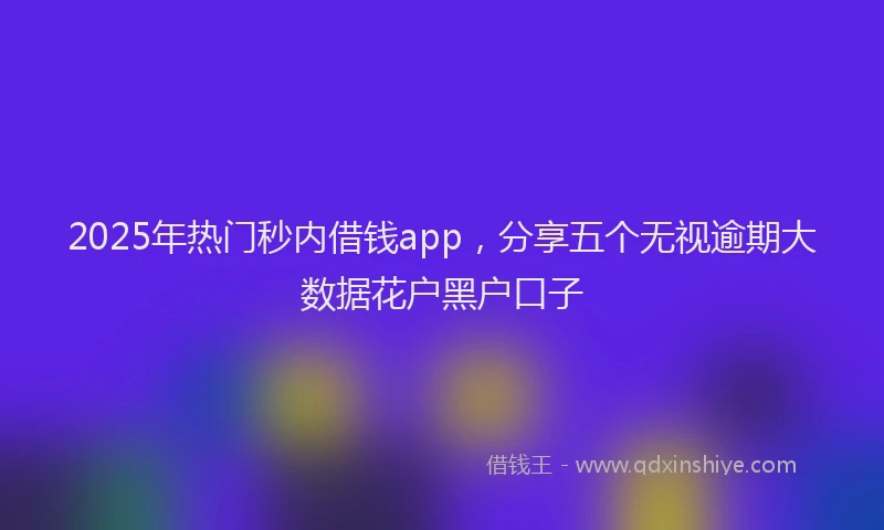 2025年热门秒内借钱app，分享五个无视逾期大数据花户黑户口子