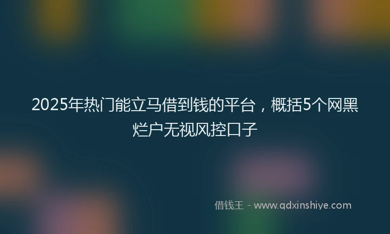 2025年热门能立马借到钱的平台，概括5个网黑烂户无视风控口子