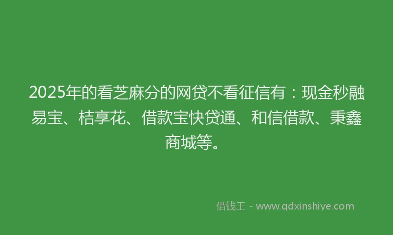 2025年的看芝麻分的网贷不看征信有：现金秒融易宝、桔享花、借款宝快贷通、和信借款、秉鑫商城等。