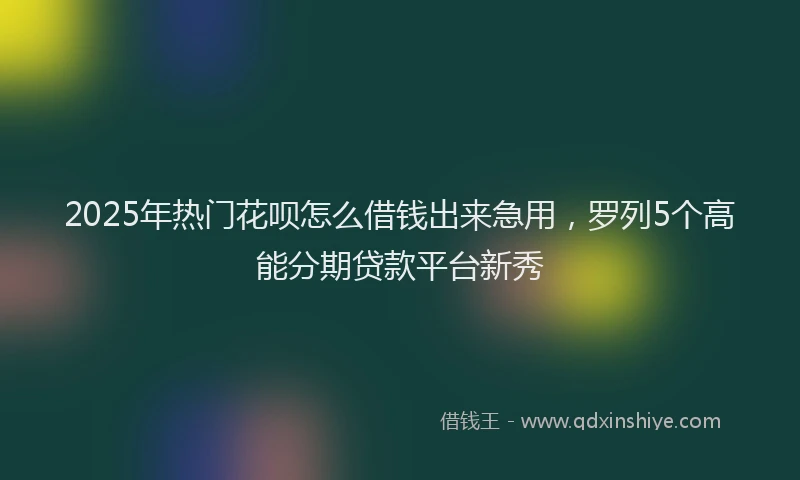 2025年热门花呗怎么借钱出来急用，罗列5个高能分期贷款平台新秀