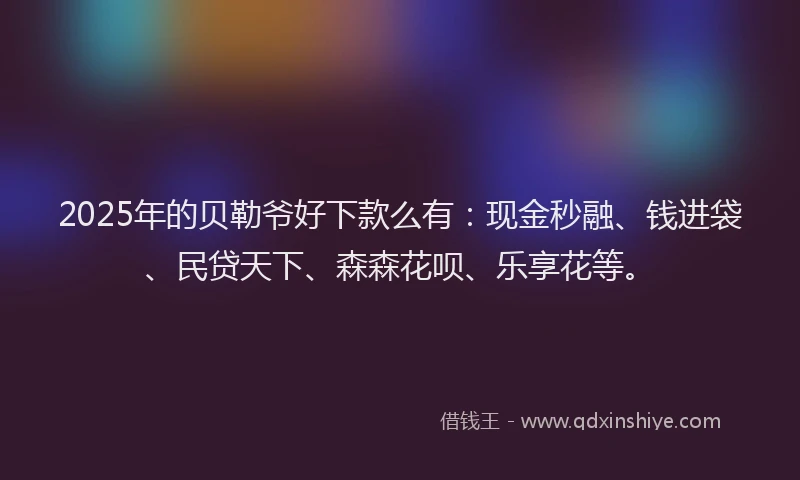 2025年的贝勒爷好下款么有：现金秒融、钱进袋、民贷天下、森森花呗、乐享花等。
