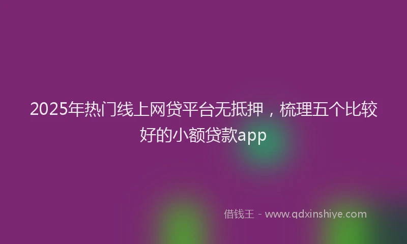 2025年热门线上网贷平台无抵押，梳理五个比较好的小额贷款app