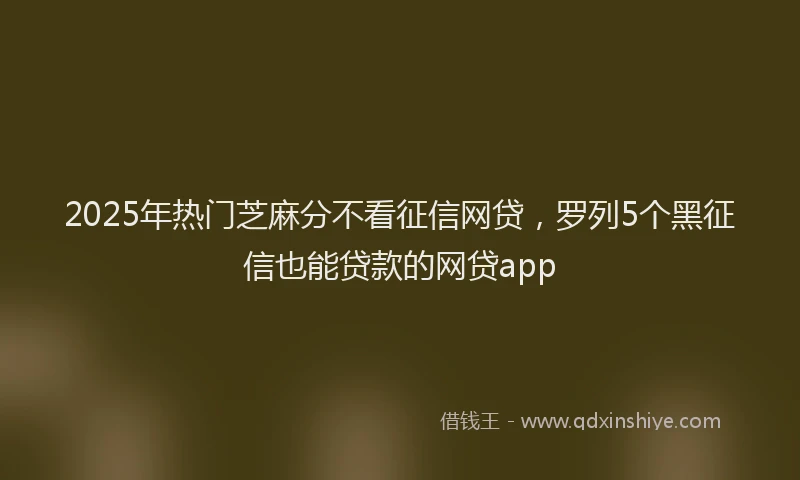 2025年热门芝麻分不看征信网贷，罗列5个黑征信也能贷款的网贷app