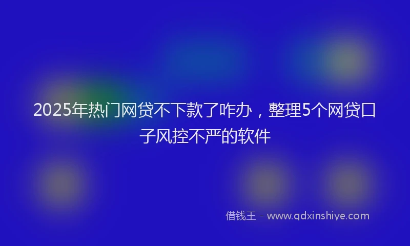 2025年热门网贷不下款了咋办，整理5个网贷口子风控不严的软件