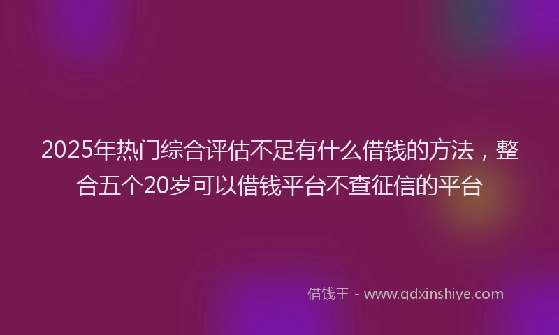 2025年热门综合评估不足有什么借钱的方法，整合五个20岁可以借钱平台不查征信的平台