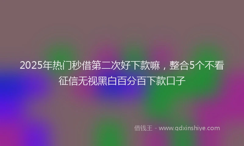 2025年热门秒借第二次好下款嘛，整合5个不看征信无视黑白百分百下款口子