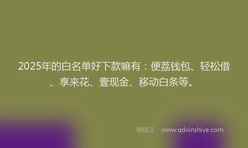 2025年的白名单好下款嘛有：便荔钱包、轻松借、享来花、壹现金、移动白条等。