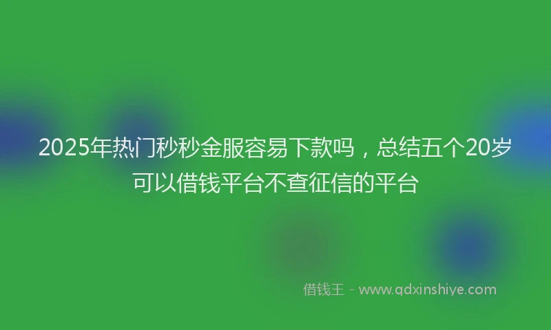 2025年热门秒秒金服容易下款吗，总结五个20岁可以借钱平台不查征信的平台
