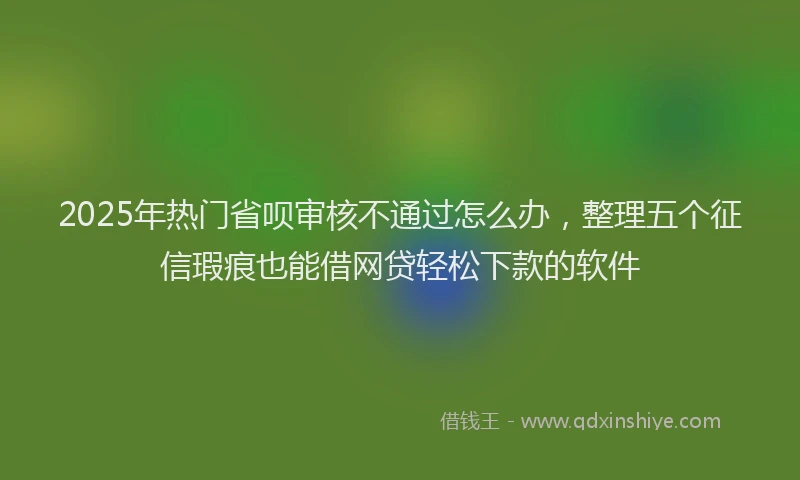 2025年热门省呗审核不通过怎么办，整理五个征信瑕疵也能借网贷轻松下款的软件